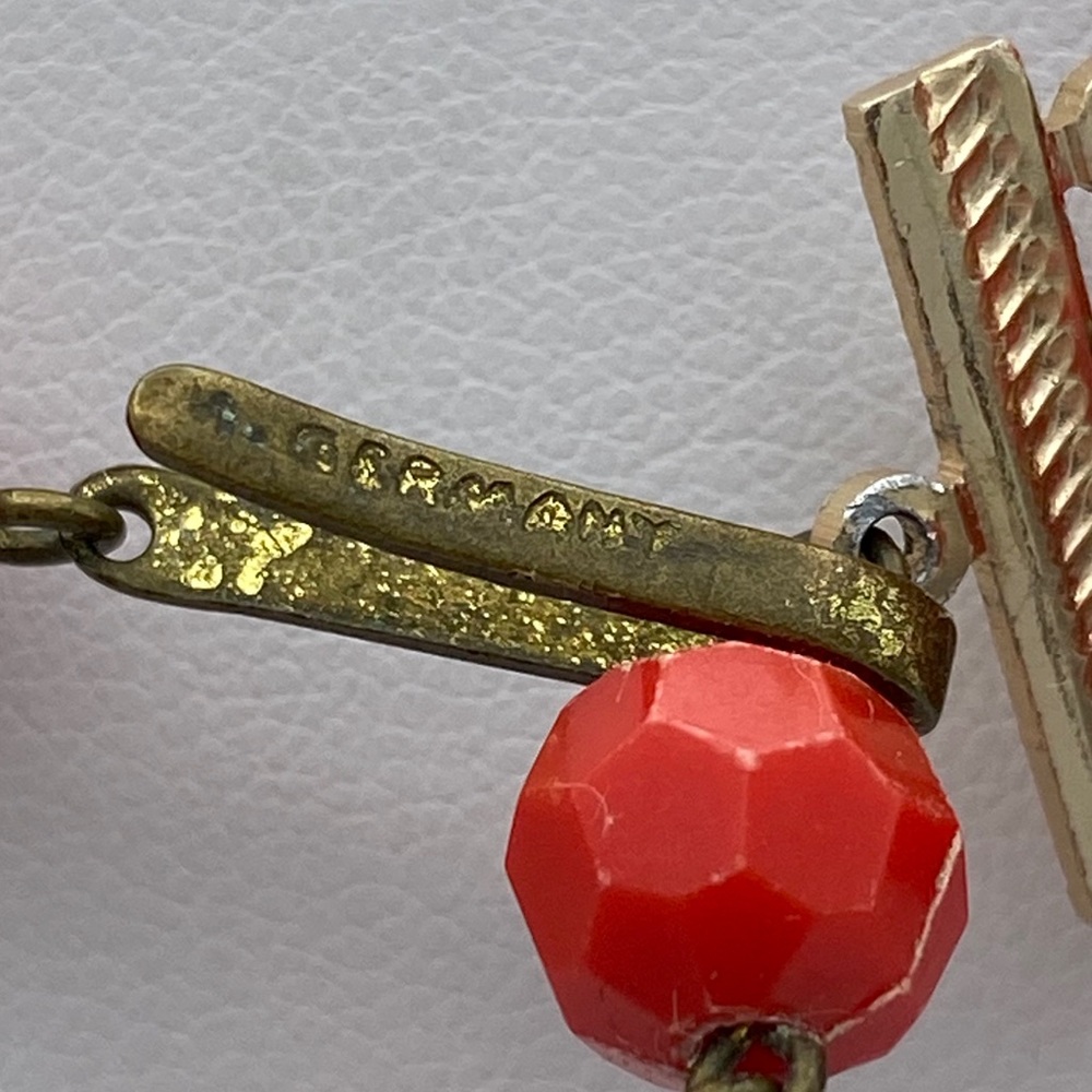 Vintage Germany Stamped Red Bead Multi Strand Nckl - Picture 11 of 14